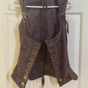 Sable Brown Corset with reversible Fleur De Lis pattern